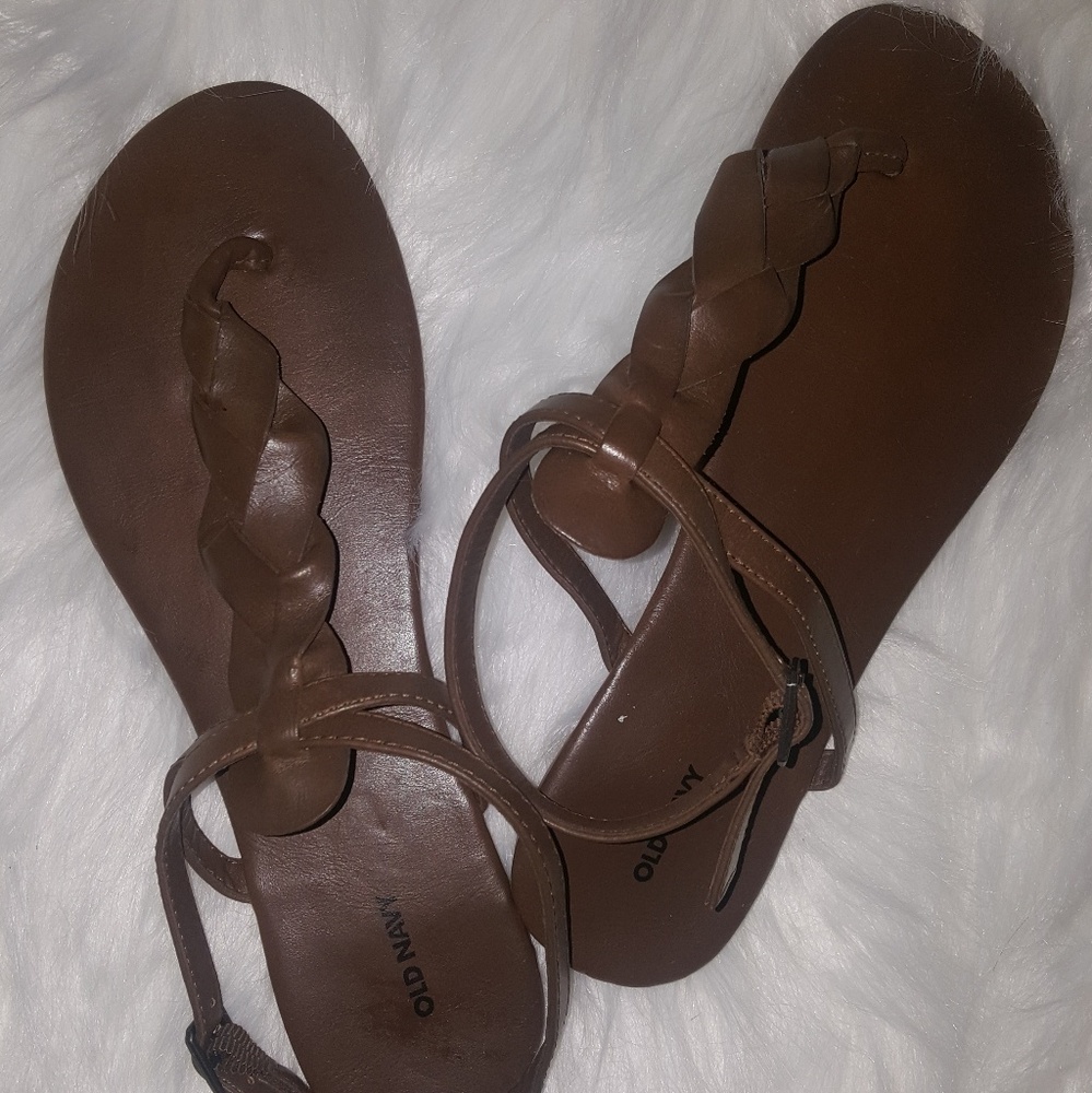 Old Navy Brown Leather Thong Sandals